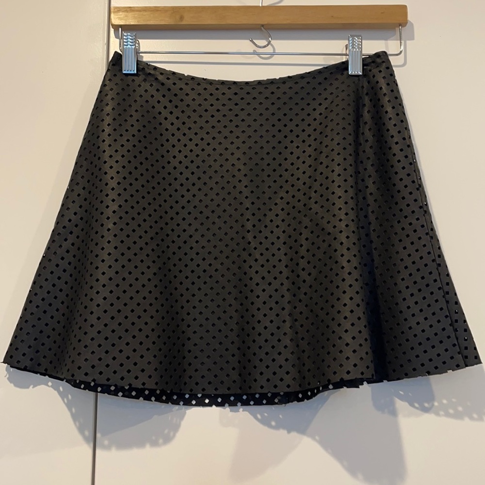 BCBG Cut out Faux Leather Skirt